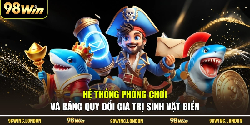 Hệ thống phòng chơi và bảng quy đổi giá trị sinh vật biển
